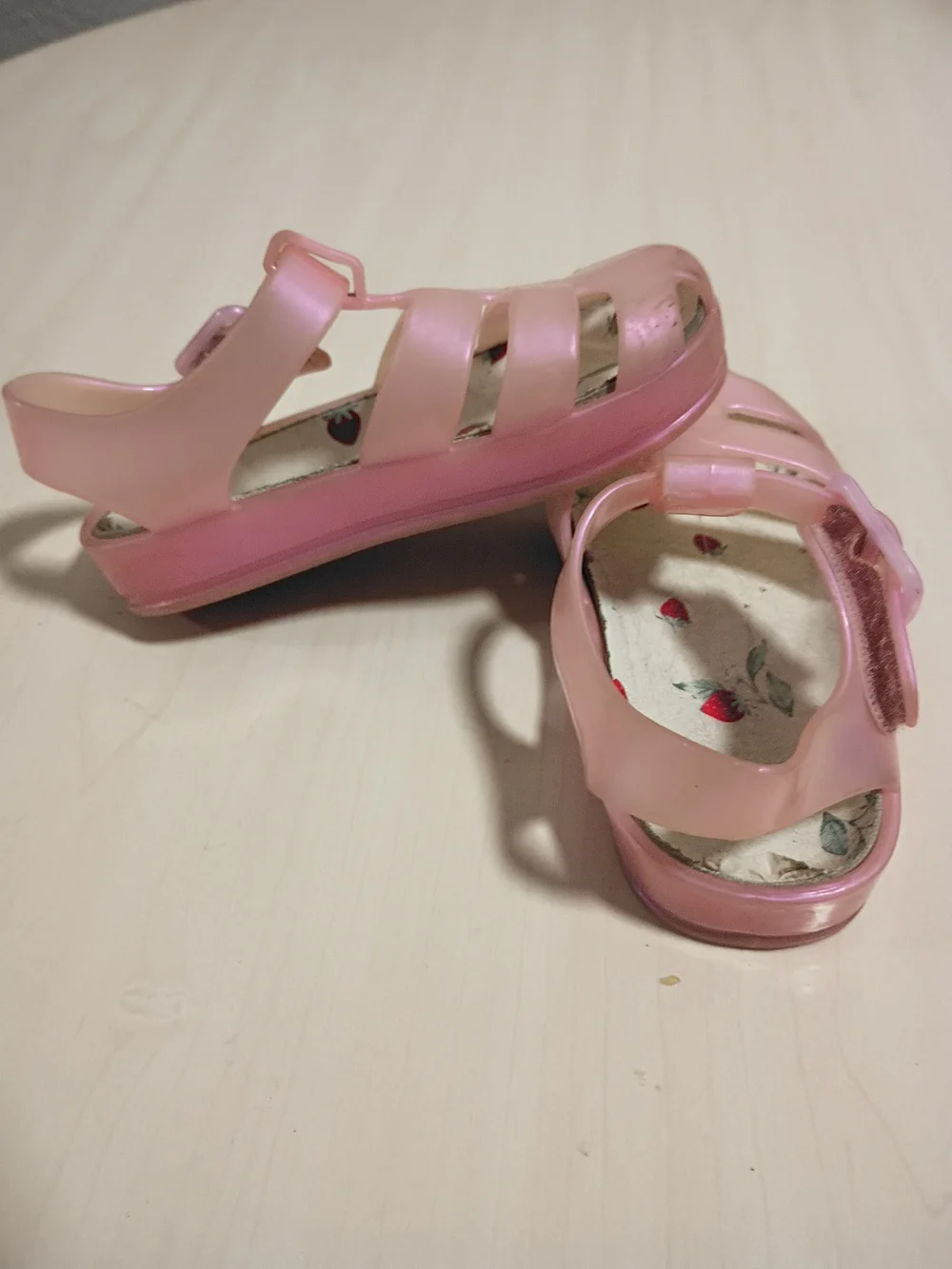 Kids Pink Jelly Sandals with Buckle Closure Size 5
